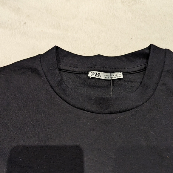 Zara - Plain Black Tee Mens M - Picture 2 of 5